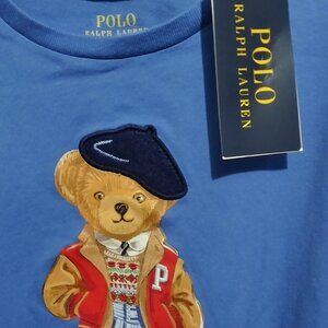 NWT Polo Ralph Lauren Polo Bear blue Dress Girls Large 12-14